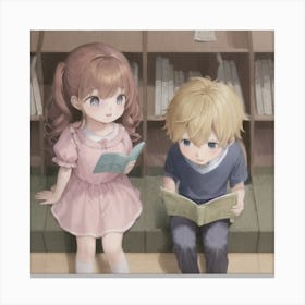 Children In The Library Canvas Print