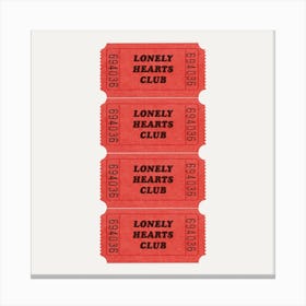 Lonely Hearts Red Square Canvas Print