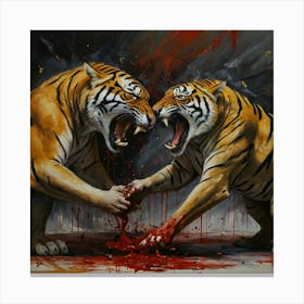 Two Tigers Fighting 1 Canvas Print
