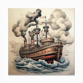 Ship In The Sea 1 Canvas Print