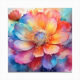 Lotus Flower Watercolor Painting Canvas Print