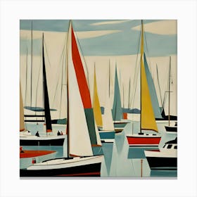 Sailboats In The Harbor Canvas Print