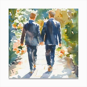 Two Grooms Holding Hands Canvas Print