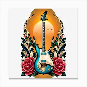 Electric Guitar With Roses 13 Canvas Print
