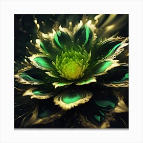 Green Gold Flower Canvas Print