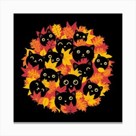 Autumn Kittens - Autumn Leaves| Cat Lover | Funny Cute Kitty | Fall Leaves | Cat Addiction | Love Animals Canvas Print