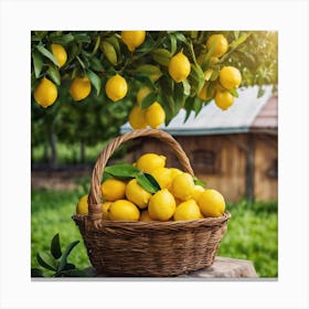 Lemons In A Basket 6 Canvas Print