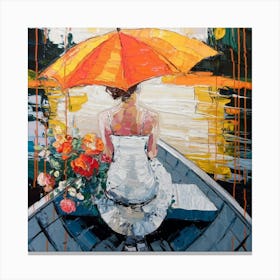 Woman In A Boat Canvas Print