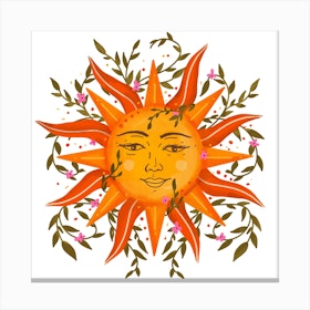 Celestial Sun Glory Square Canvas Print