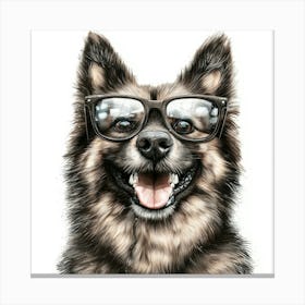 German Shepherd With Glasses 1 Canvas Print