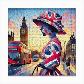Abstract Puzzle Art English lady in London 1 Canvas Print