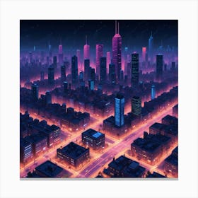 Cityscape At Night 12 Canvas Print