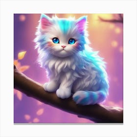 Cute Cat On A Branch Canvas Print