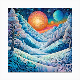 Abstract 4 Seasons Winter Canvas Print
