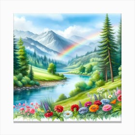 Rainbow In The Mountains 3 Canvas Print