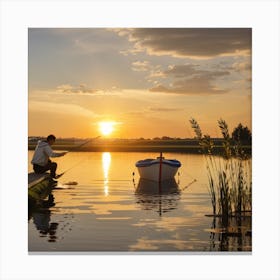 Sunset On The Lake Canvas Print