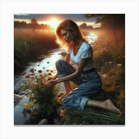 Picking Wild Flowers Canvas Print