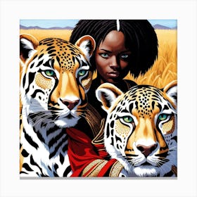 Two Tigers and African women Canvas Print