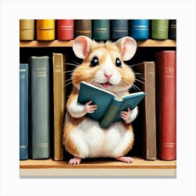 Hamster Reading Book 3 Canvas Print