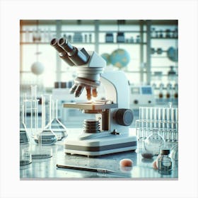 Microscope In The Laboratory Stock Photo Canvas Print