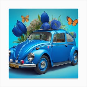 Blue Volkswagen Beetle Canvas Print
