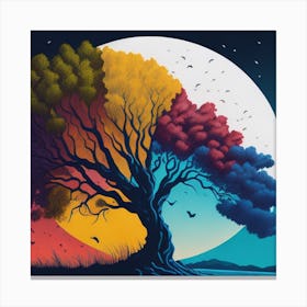 Moon Colour Tree Canvas Print