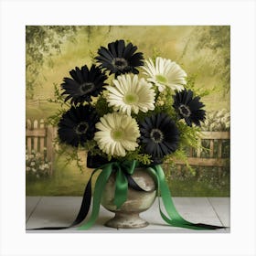 Rustic April Birth Flower Daisy Black Green Art Print (3) Canvas Print