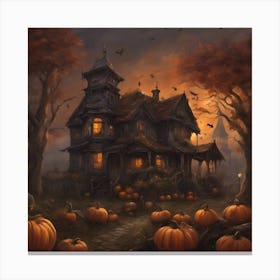 Scary Halloween Atmosphere, Haunted House Canvas Print