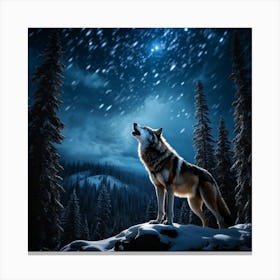 In The Midst Of The Untouched Midnight Wilderness A Wolf Ignites An Echo With Its Heart Wrenching H (1) Canvas Print