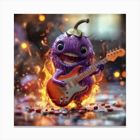 Flaming Eggplant Playing Guitar Canvas Print
