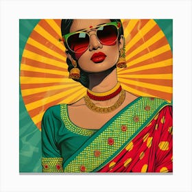 Indian Woman In Sunglasses Canvas Print