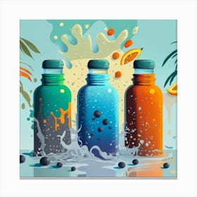Siluettes Of Reusable Steel Water Bottles On Tab Canvas Print