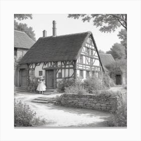 Cottage In The Village Canvas Print