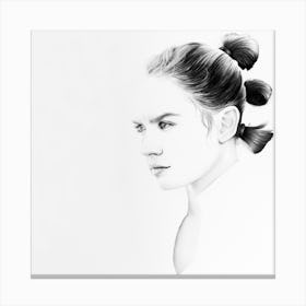 Daisy Ridley Rey Star Wars Pencil Portrait Minimal Black and White Canvas Print