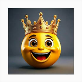 Firefly 3d Smiley Face Emoji With Gold Crown On Gray Background 43419 Canvas Print