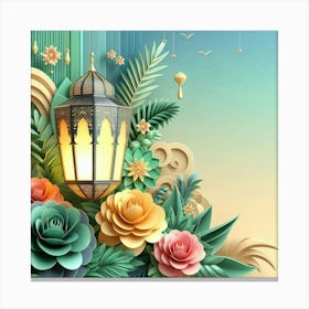 Islamic Lantern With Flowers Canvas Print