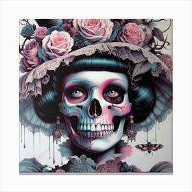 Woman with Skull on Face 5 Canvas Print