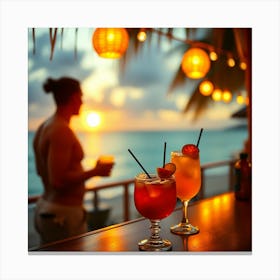 Cocktails at sunset Canvas Print