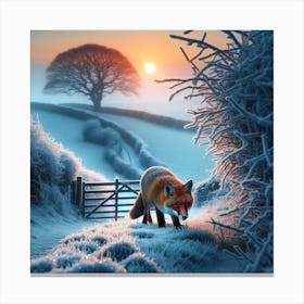 Fox In The Snow 3 Canvas Print