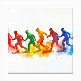 Rainbow Skiers Canvas Print