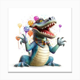 Alligator With Balloons Canvas Print
