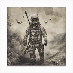 Soldier In The Woods Canvas Print