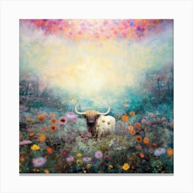 Scottish Highland Cow In The Meadow Canvas Print