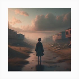 Girl Walks Through A Village Canvas Print