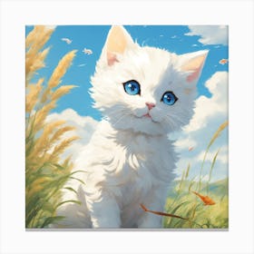 White Kitten With Blue Eyes Canvas Print