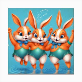 Rabbits In The Water 10 Canvas Print