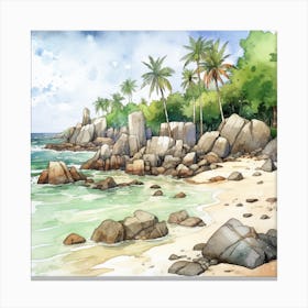 Watercolor Beach Scene Canvas Print