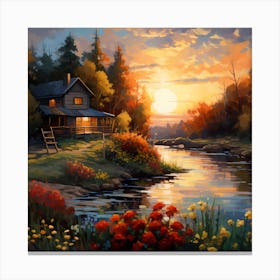 Riverside Rhapsody in Brushwork Canvas Print