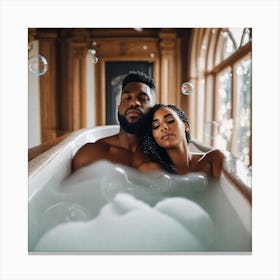 Couple In A Bathtub Canvas Print