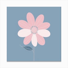 A White And Pink Flower In Minimalist Style Square Composition 501 Canvas Print